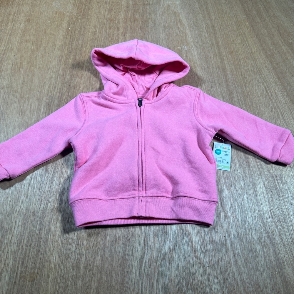 Garanimals Zip Hoodie Baby 6-9M Pink Morning Glory Fleece Lined NWT